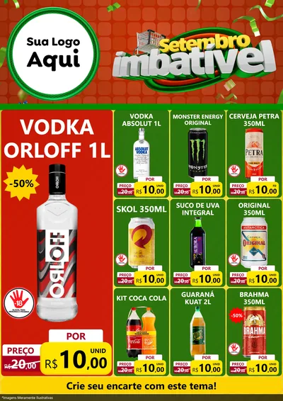 Modelo de Encarte para Encarte A4 Vertical com o tema Setembro Imbatível para Distribuidora de bebidas