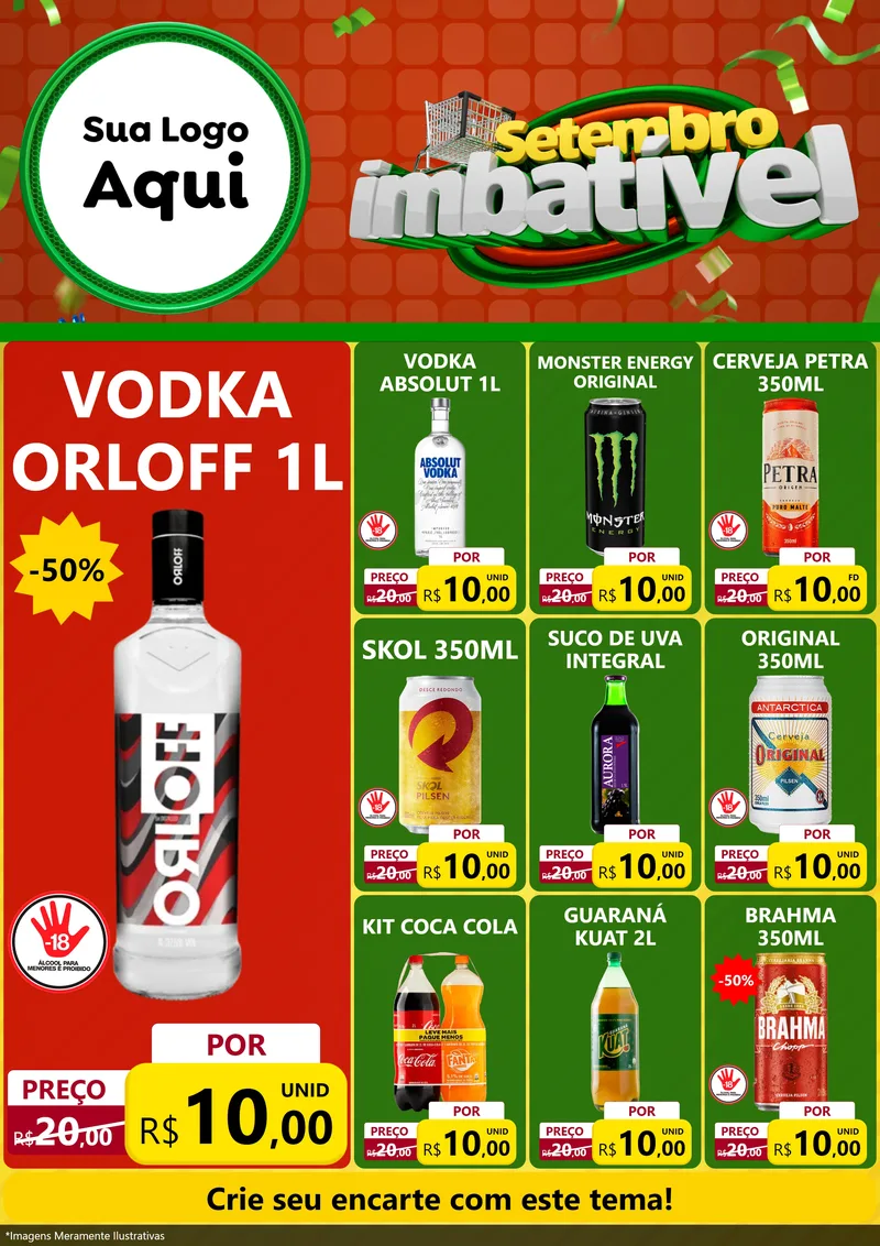 Modelo de Encarte para Encarte A4 Vertical com o tema Setembro Imbatível para Distribuidora de bebidas