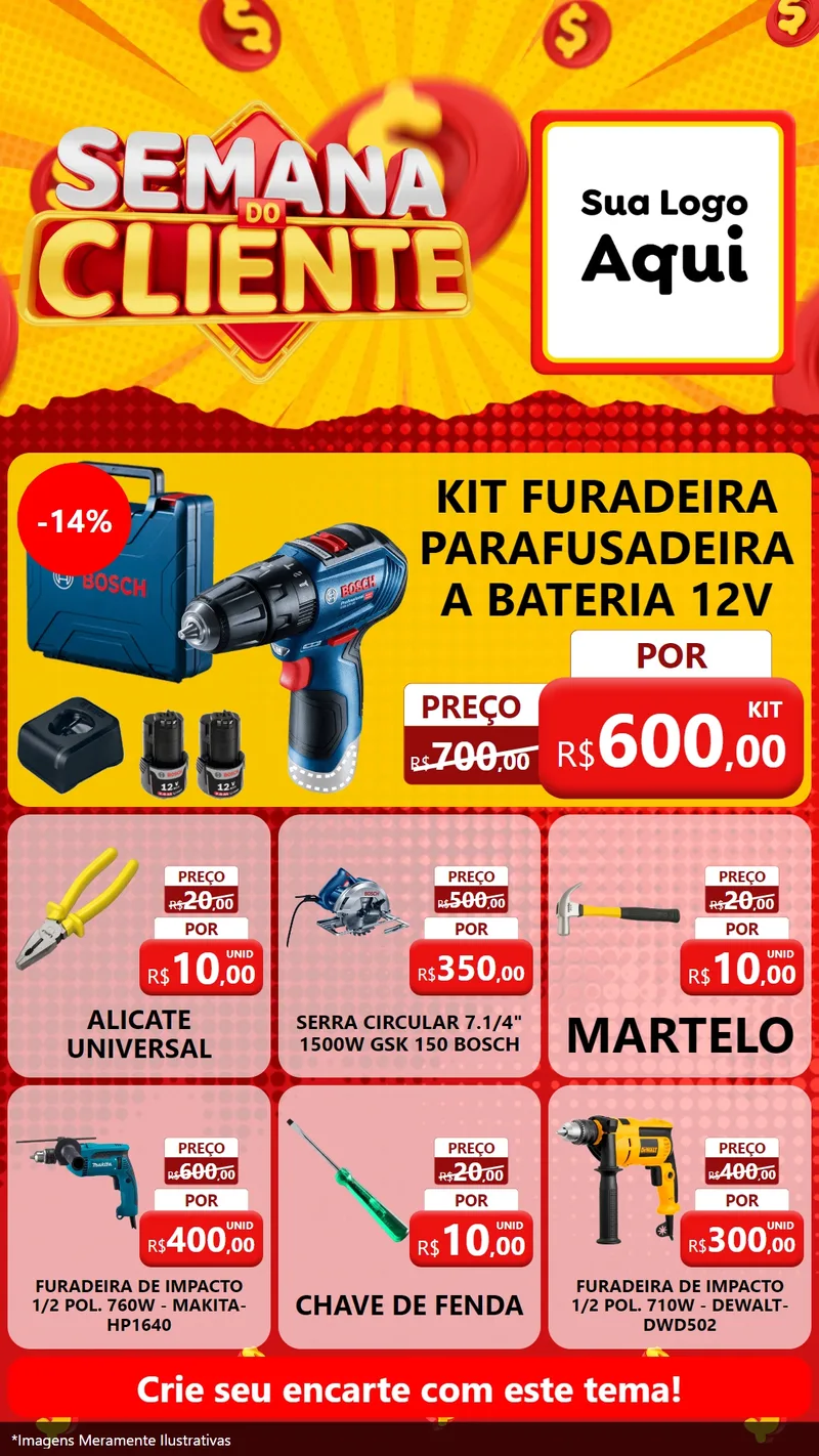 Modelo de Rede Social para Stories com o tema Semana do Cliente para Maquinas e Ferramentas