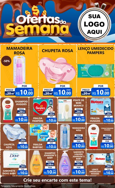 Modelo de Encarte para Encarte Grande com o tema Ofertas da Semana - Páscoa para Bebês
