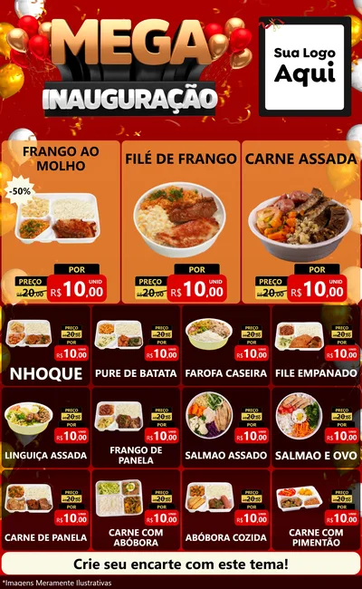 Modelo de Encarte para Encarte Grande com o tema Mega Inauguração para Restaurante
