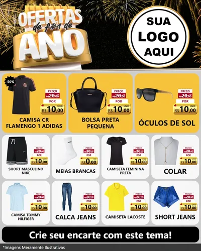 Modelo de Rede Social para Feed Instagram com o tema Ofertas de Fim de Ano para Roupas e acessórios