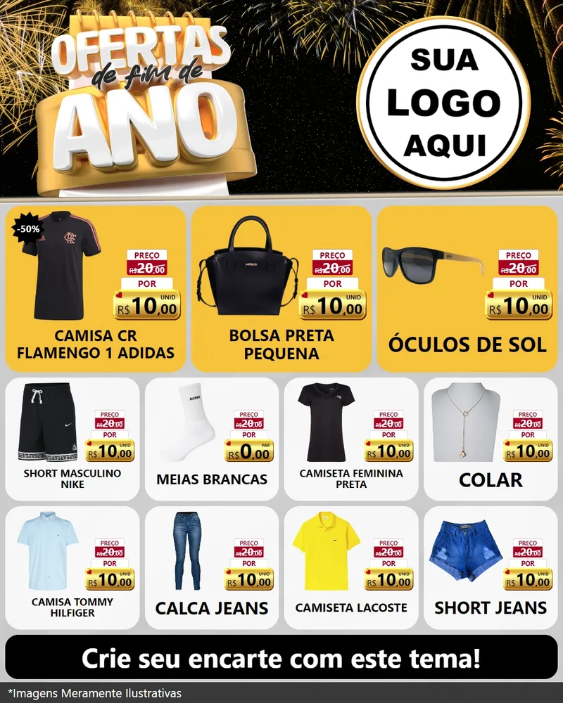 Modelo de Rede Social para Feed Instagram com o tema Ofertas de Fim de Ano para Roupas e acessórios