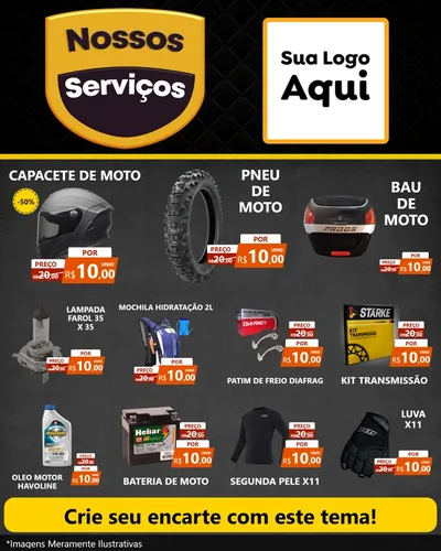 Modelo de Rede Social para Feed Instagram com o tema Nossos Serviços para Moto peças