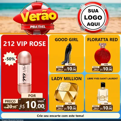 Modelo de Rede Social para Feed Facebook com o tema Verão Imbatível para Perfumes