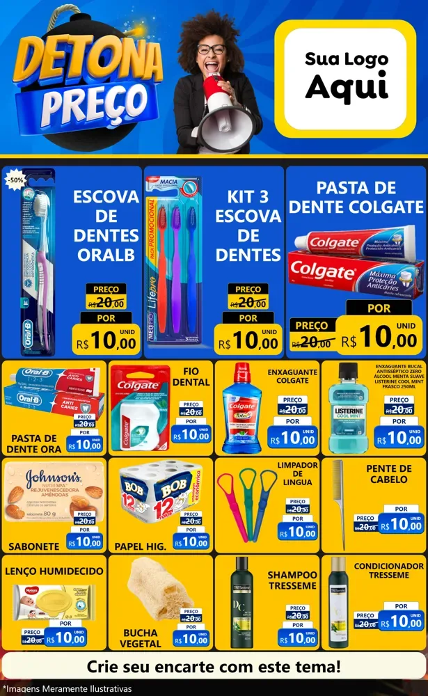 Modelo de Encarte para Encarte Grande com o tema Detona Preços para Higiene Pessoal