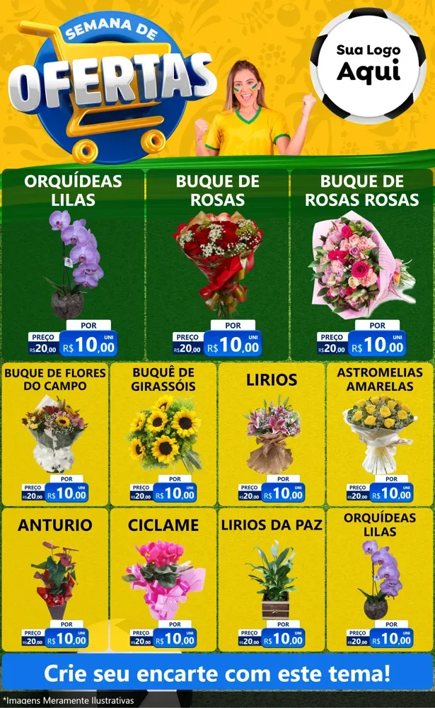Modelo de Encarte para Encarte Grande com o tema Semana de Ofertas - Copa para Floricultura e jardim