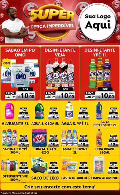 Modelo de Encarte para Encarte Grande com o tema Super Terça Imperdível para Produtos de Limpeza