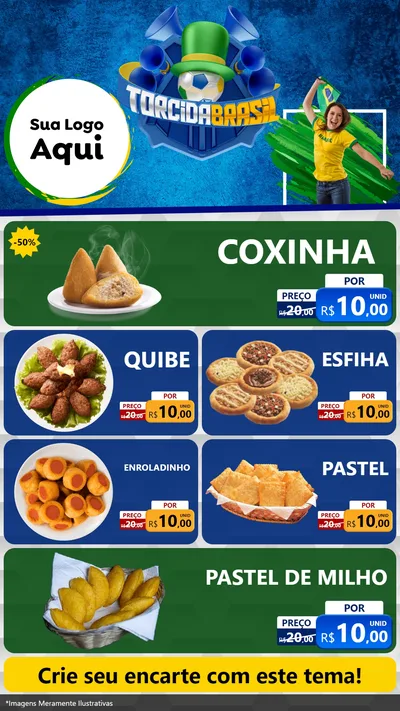 Modelo de TV para TV Vertical com o tema Torcida Brasil - Copa para Salgadaria