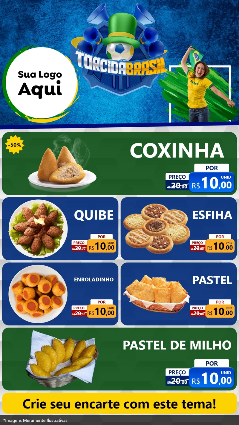 Modelo de TV para TV Vertical com o tema Torcida Brasil - Copa para Salgadaria
