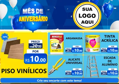 Modelo de Encarte para Encarte A4 Horizontal com o tema Mês de Aniversário para Material para Construção