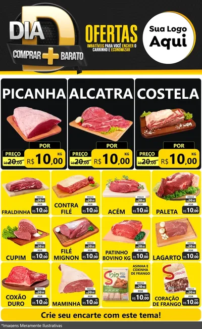 Modelo de Encarte para Encarte Grande com o tema Dia D Mais Economia para Açougue