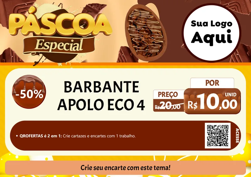 Modelo de Cartaz para Cartaz A4 Horizontal com o tema Páscoa Especial para Armarinho e Aviamentos