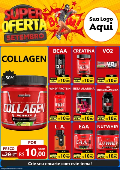 Modelo de Encarte para Encarte A4 Vertical com o tema Super Oferta Setembro para Suplementos alimentares