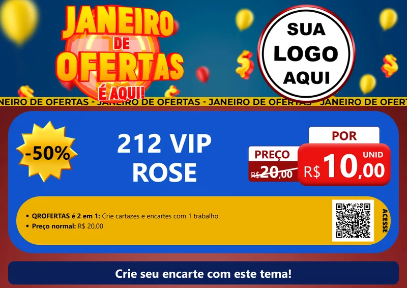 Modelo de Cartaz para Cartaz A4 Horizontal com o tema Janeiro de Ofertas É Aqui! para Perfumes