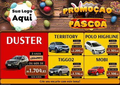 Modelo de Encarte para Encarte A4 Horizontal com o tema Promoção Páscoa para Concessionaria de Carros