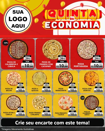 Modelo de Rede Social para Feed Instagram com o tema Quinta da Economia para Pizzaria