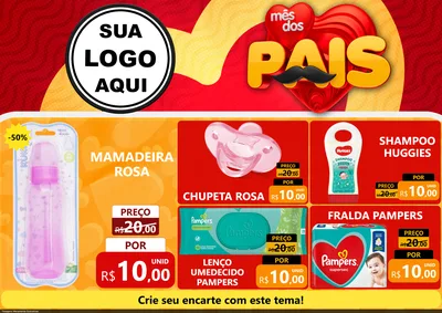 Modelo de Encarte para Encarte A4 Horizontal com o tema Mês Dos Pais para Bebês