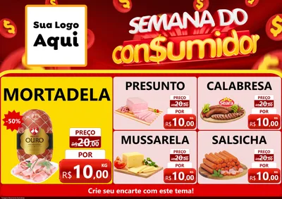 Modelo de Encarte para Encarte A4 Horizontal com o tema Semana do Consumidor para Frios e Laticínios