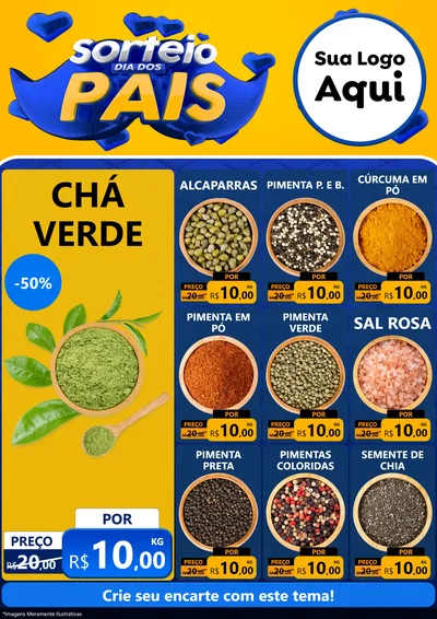 Modelo de Encarte para Encarte A4 Vertical com o tema Sorteio Dia dos Pais para Produtos Naturais