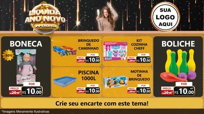 Modelo de TV para TV Horizontal com o tema Liquida Ano Novo Imperdível para Brinquedos