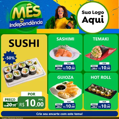 Modelo de Rede Social para Feed Facebook com o tema Mês da Independência para Comida japonesa