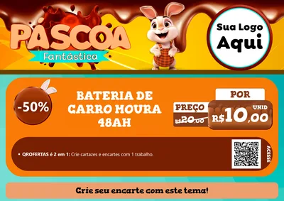 Modelo de Cartaz para Cartaz A4 Horizontal com o tema Páscoa Fantástica para Baterias Elétricas