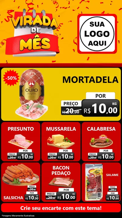 Modelo de Rede Social para Stories com o tema Virada de Mês para Frios e Laticínios