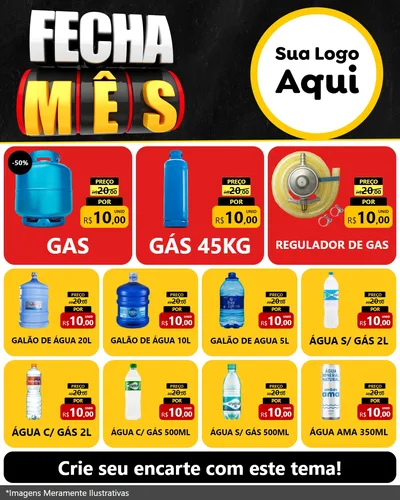 Modelo de Rede Social para Feed Instagram com o tema Fecha Mês para Água e gás