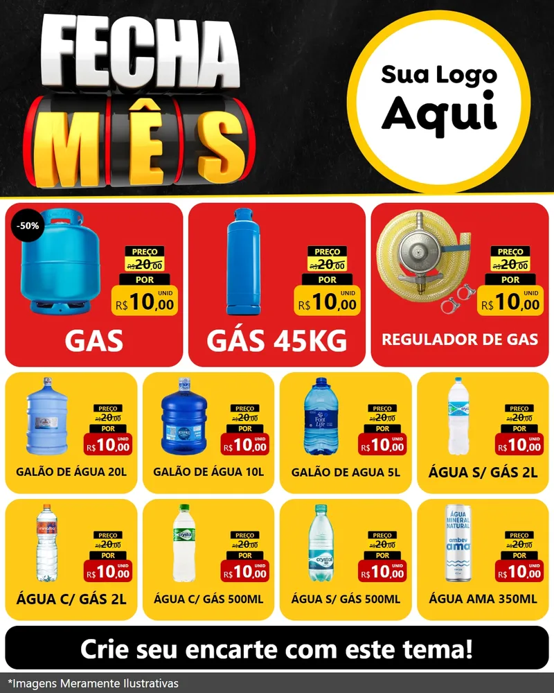 Modelo de Rede Social para Feed Instagram com o tema Fecha Mês para Água e gás