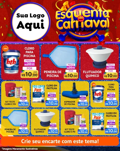 Modelo de Rede Social para Feed Instagram com o tema Esquenta de Carnaval para Produtos para Piscina