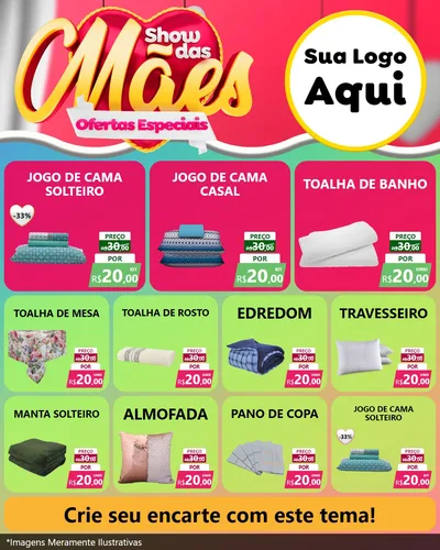 Modelo de Rede Social para Feed Instagram com o tema Show das Mães - Ofertas Especiais para Cama, Mesa e Banho