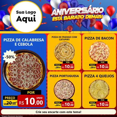 Modelo de Rede Social para Feed Facebook com o tema Aniversário para Pizzaria