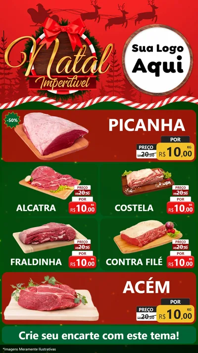 Modelo de TV para TV Vertical com o tema Natal Imperdível para Açougue