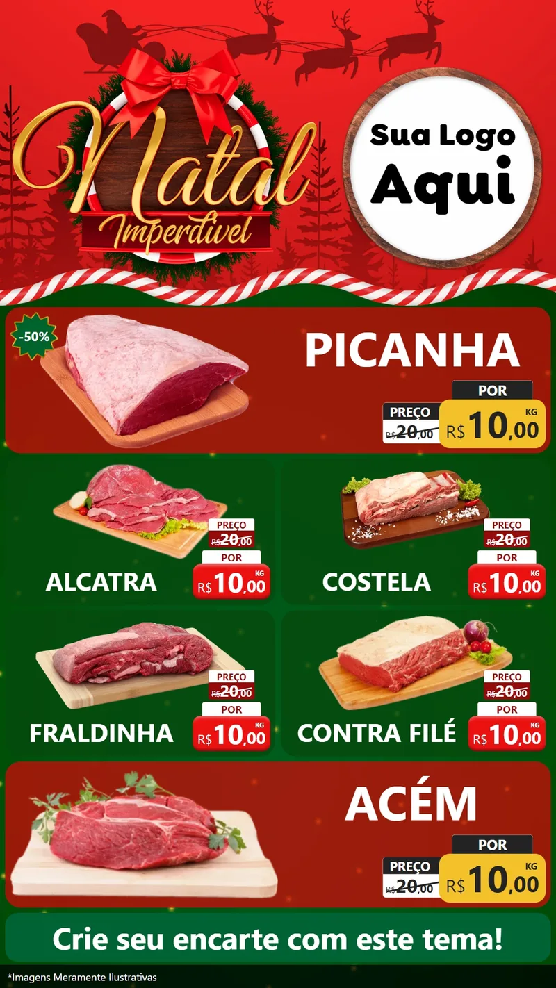 Modelo de TV para TV Vertical com o tema Natal Imperdível para Açougue
