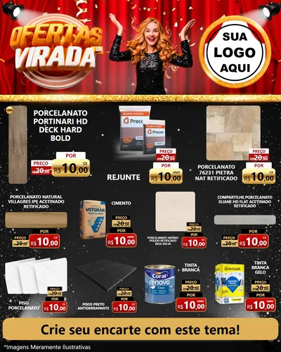 Modelo de Rede Social para Feed Instagram com o tema Ofertas da Virada para Pisos e revestimentos