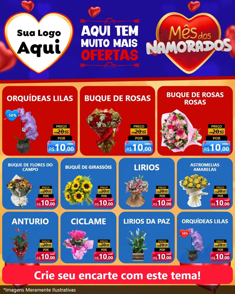 Modelo de Rede Social para Feed Instagram com o tema Mês dos Namorados para Floricultura e jardim