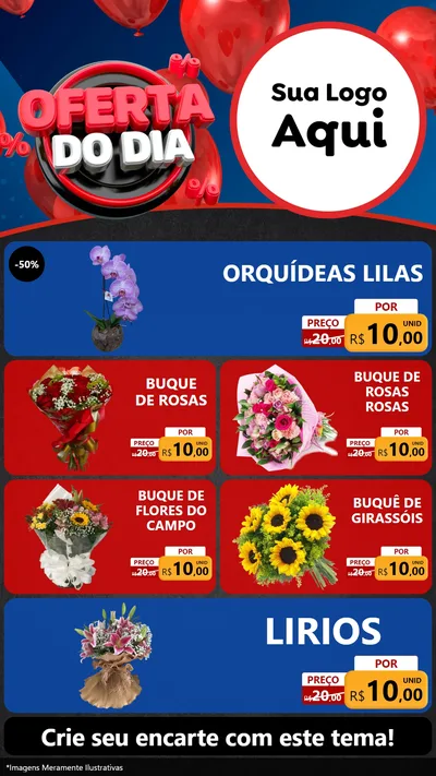 Modelo de TV para TV Vertical com o tema Oferta do Dia para Floricultura e jardim