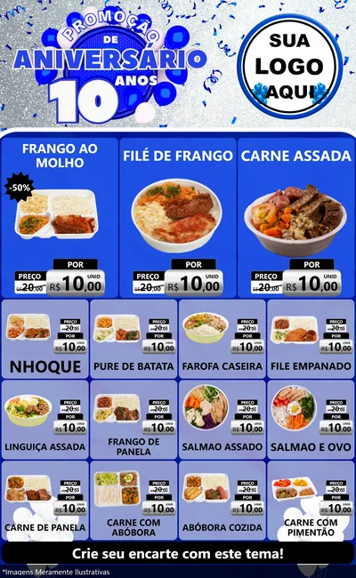 Modelo de Encarte para Encarte Grande com o tema Promoção de Aniversário - 10 Anos para Restaurante