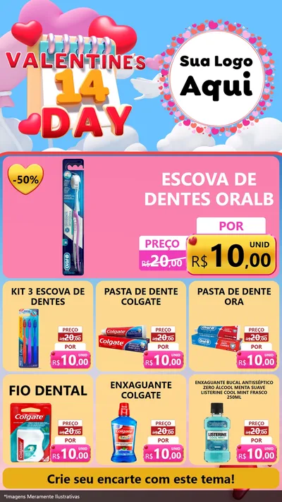 Modelo de Rede Social para Stories com o tema Valentine's Day para Higiene Pessoal