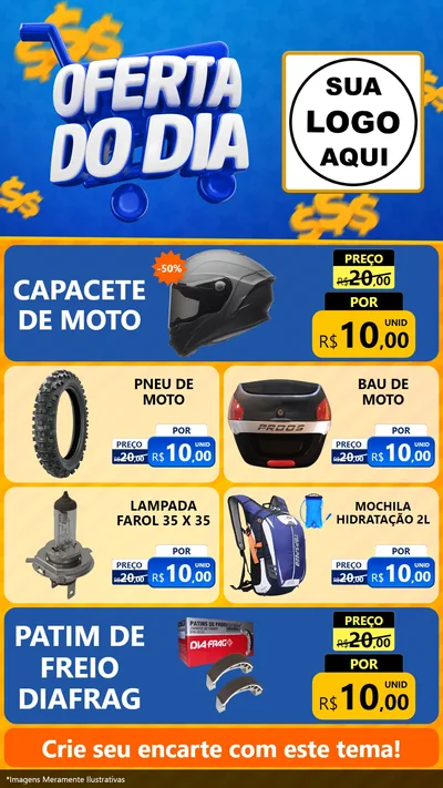 Modelo de TV para TV Vertical com o tema Oferta do Dia para Moto peças