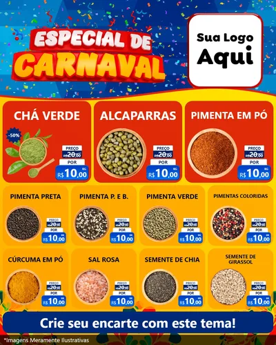 Modelo de Rede Social para Feed Instagram com o tema Especial de Carnaval para Produtos Naturais