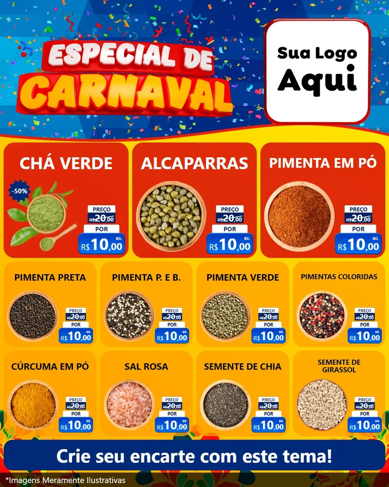 Modelo de Rede Social para Feed Instagram com o tema Especial de Carnaval para Produtos Naturais