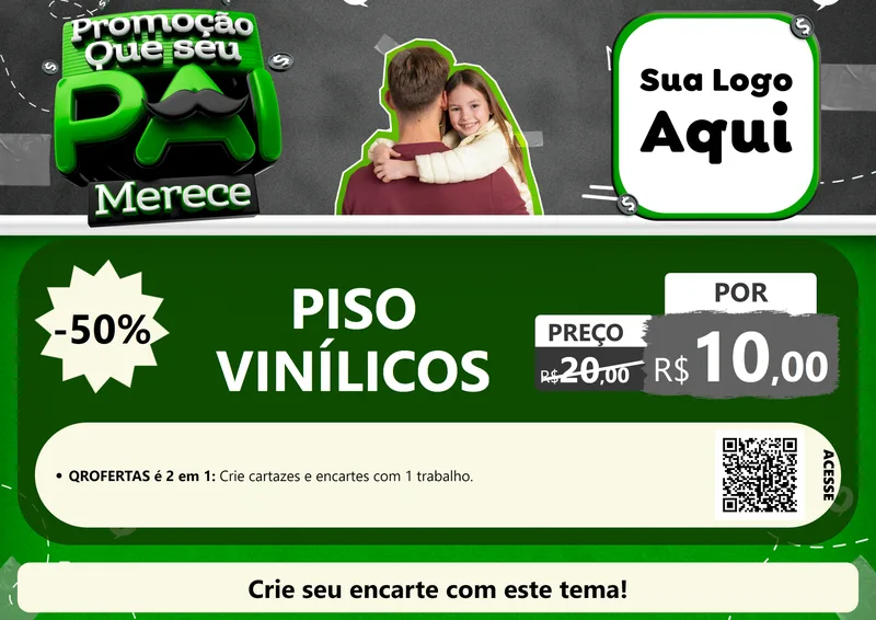 Modelo de Cartaz para Cartaz A4 Horizontal com o tema Promoção Que seu Pai Merece para Material para Construção