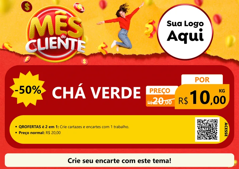 Modelo de Cartaz para Cartaz A4 Horizontal com o tema Mês do Cliente para Produtos Naturais