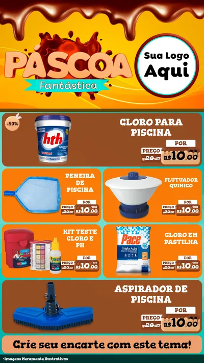 Modelo de TV para TV Vertical com o tema Páscoa Fantástica para Produtos para Piscina