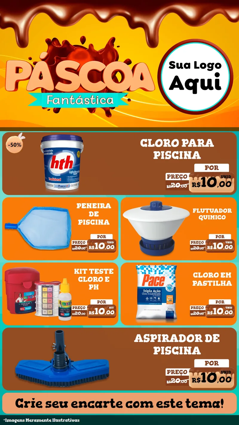 Modelo de TV para TV Vertical com o tema Páscoa Fantástica para Produtos para Piscina