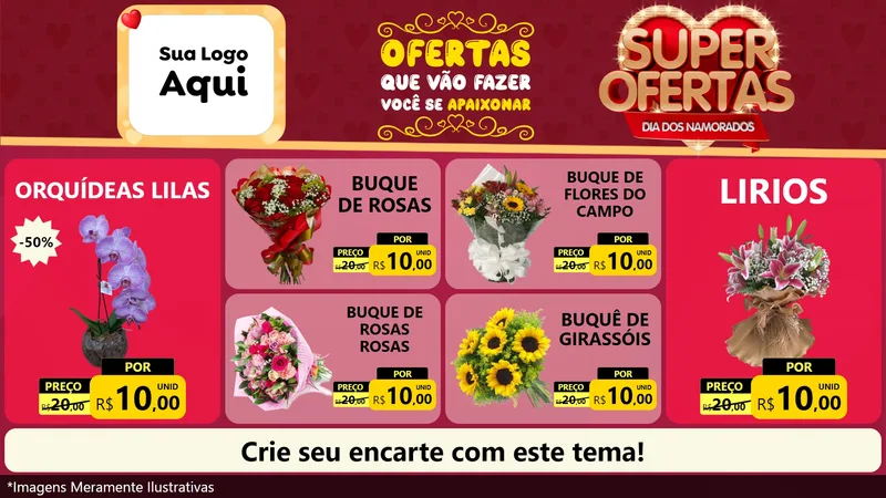Modelo de TV para TV Horizontal com o tema Dia dos Namorados para Floricultura e jardim