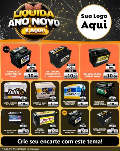 Modelo de Rede Social para Feed Instagram com o tema Liquida Ano Novo É Aqui! para Baterias Elétricas