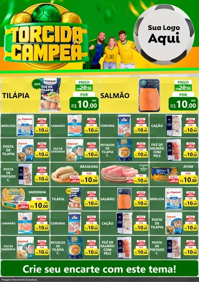 Modelo de Encarte para Encarte A4 Vertical com o tema Torcida Campeã - Copa para Peixaria